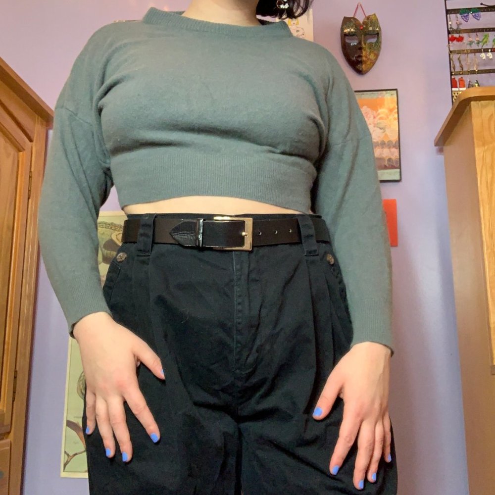 blue - gray cropped sweater